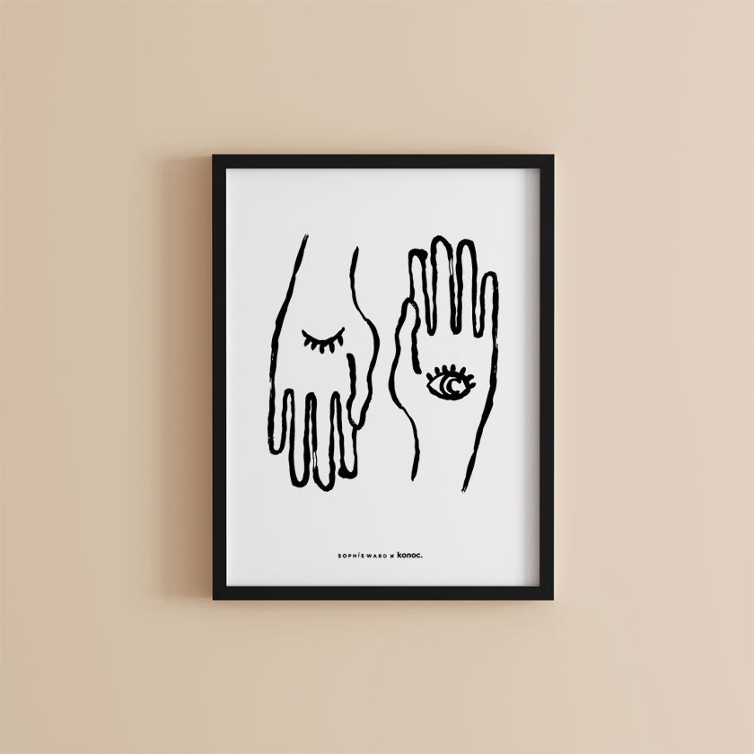 Hand to Eye Art Print - black - Konoc X Sophie Ward Studio