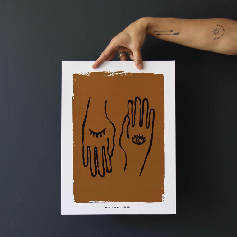 Hand To Eye Print - Amber - KONOC X Sophie Ward Studio