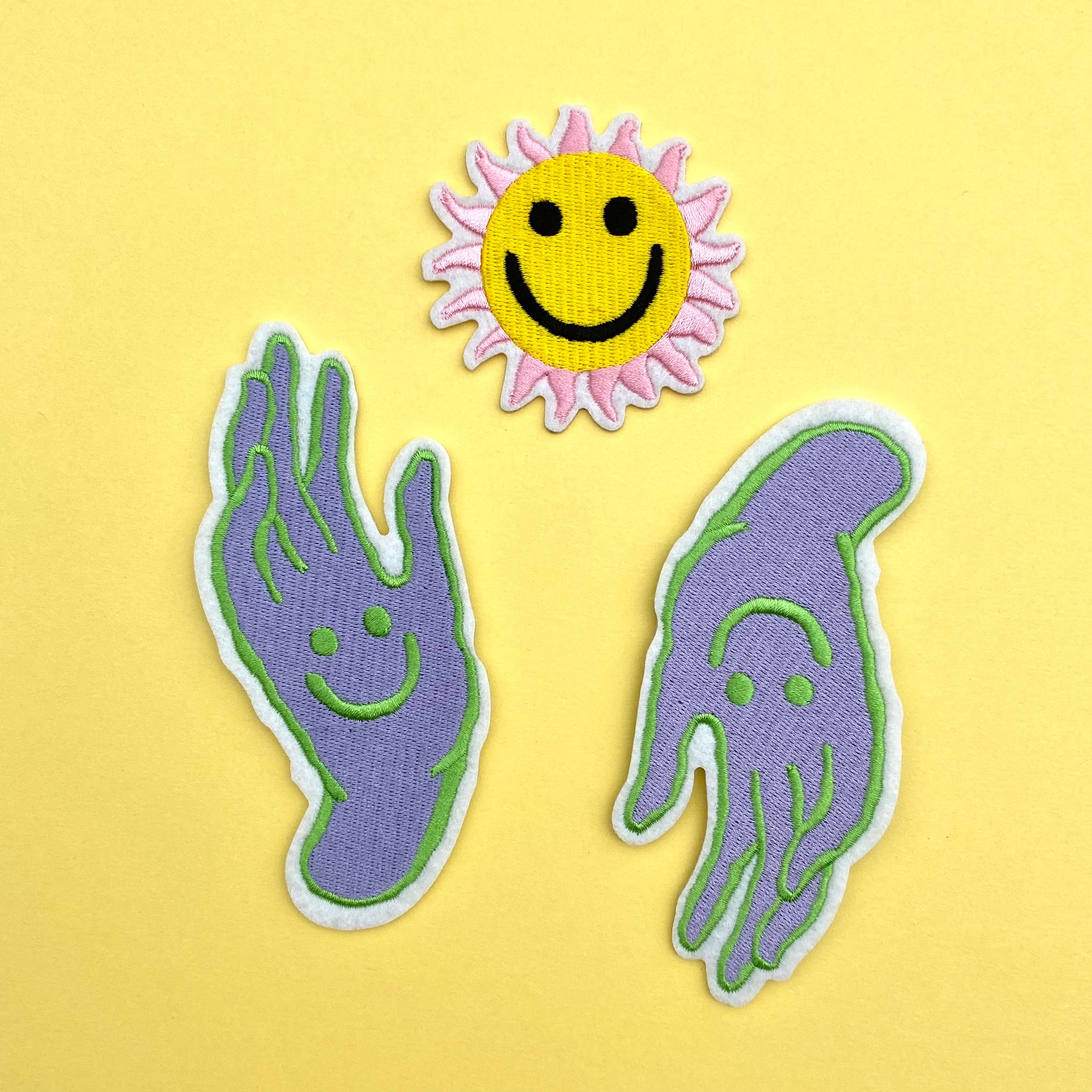 Hand And Smiley Patch Bundle (pack of 3)